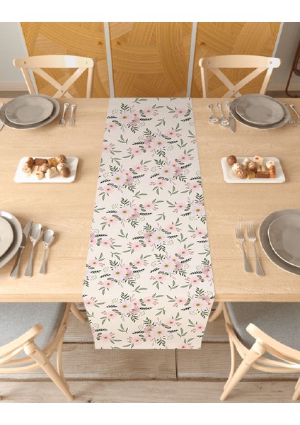 Çiçek Bohem Desenli Özel Tasarım Runner Dijital Baskılı Dekoratif Masa Örtüsü Modern Ev Dekorasyonu