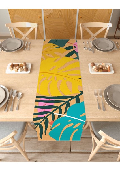 Çiçek Bohem Desenli Özel Tasarım Runner Dijital Baskılı Dekoratif Masa Örtüsü Şık Ev Dekorasyonu