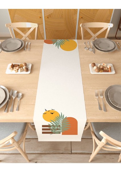 Çiçek Bohem Desenli Özel Tasarım Runner Dijital Baskılı Dekoratif Masa Örtüsü Şık Ev Dekorasyonu