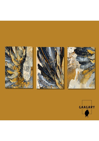 3'lü Kanvas Salon Duvar Tablosu Sarı Çiçek ve Soyut Desen indirimleri