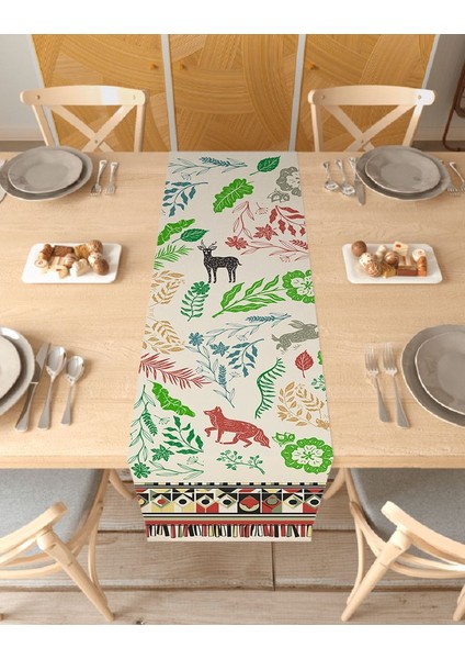 Etnik Antika Bohem Desenli Özel Tasarım Runner Dijital Baskılı Dekoratif Masa Örtüsü Ev Dekorasyonu