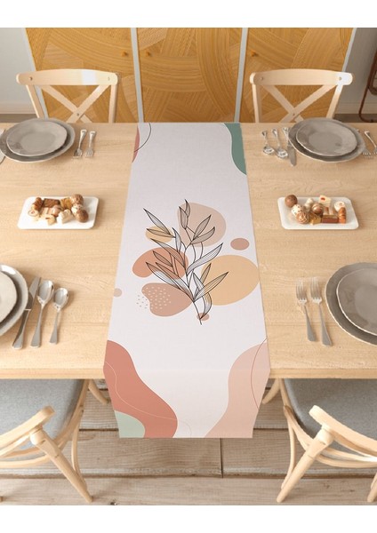 Çiçek Bohem Desenli Özel Tasarım Runner Dijital Baskılı Dekoratif Masa Örtüsü Modern Ev Dekorasyonu