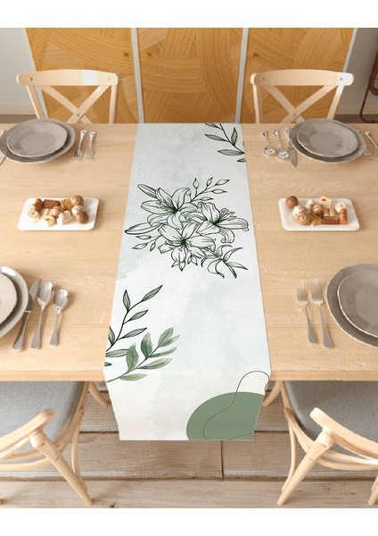 Çiçek Bohem Desenli Özel Tasarım Runner Dijital Baskılı Dekoratif Masa Örtüsü Modern Ev Dekorasyonu