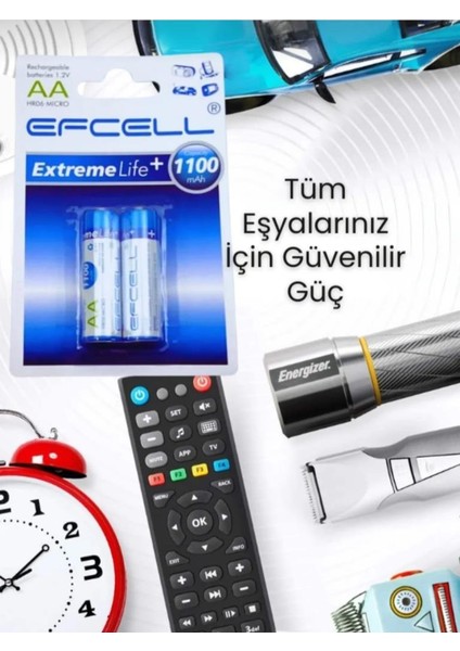 Yeni Nesil Şarj Edilebilir Kalem Pil Aa 1100 Mah 1000 Defaya Kadar Şarj Edilebilir 1.2V