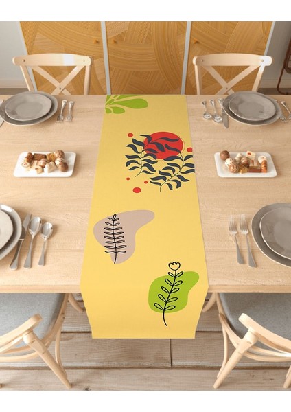 Çiçek Bohem Desenli Özel Tasarım Runner Dijital Baskılı Dekoratif Masa Örtüsü Şık Ev Dekorasyonu