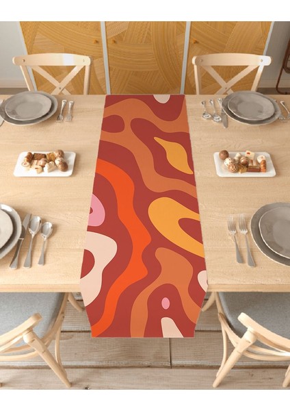 Etnik Çiçek Bohem Desenli Özel Tasarım Runner Dijital Baskılı Dekoratif Masa Örtüsü Ev Dekorasyonu