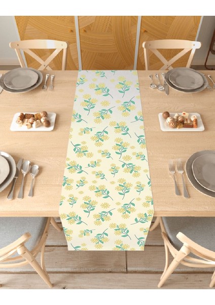 Etnik Çiçek Bohem Desenli Özel Tasarım Runner Dijital Baskılı Dekoratif Masa Örtüsü Ev Dekorasyonu
