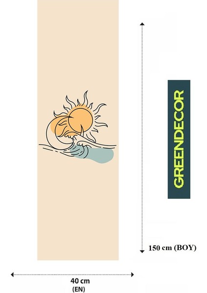 Deniz Dalga Güneş Ay Bohem Desenli Özel Tasarım Runner Baskılı Dekoratif Bej Masa Örtüsü Dekorasyon fiyatları