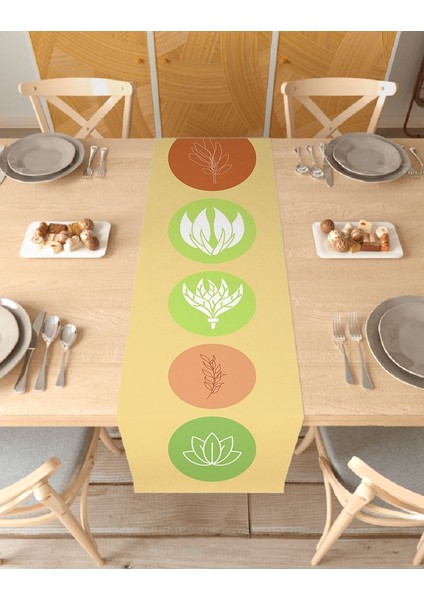 Çiçek Bohem Desenli Özel Tasarım Runner Dijital Baskılı Dekoratif Masa Örtüsü Şık Ev Dekorasyonu