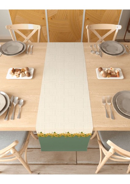 Çiçek Bohem Desenli Özel Tasarım Runner Dijital Baskılı Dekoratif Masa Örtüsü Modern Ev Dekorasyonu