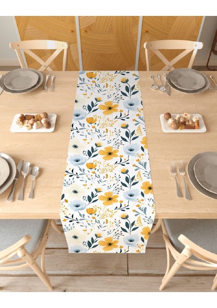 Çiçek Bohem Desenli Özel Tasarım Runner Dijital Baskılı Dekoratif Masa Örtüsü Modern Ev Dekorasyonu