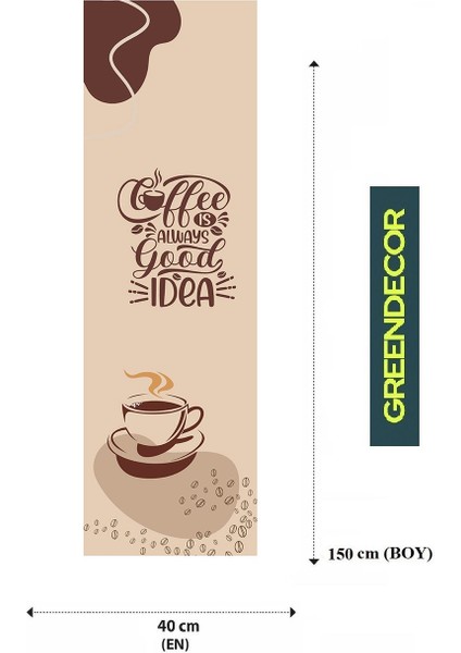 Coffee Kahve Bohem Desenli Özel Tasarım Runner Baskılı Dekoratif Masa Örtüsü Modern Ev Dekorasyonu