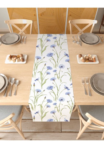 Çiçek Bohem Desenli Özel Tasarım Runner Dijital Baskılı Dekoratif Masa Örtüsü Modern Ev Dekorasyonu