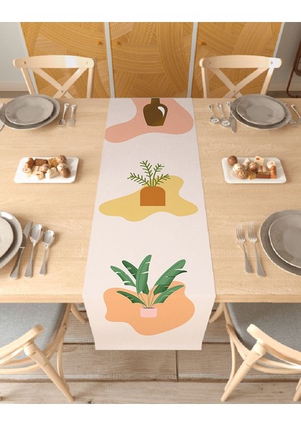 Çiçek Bohem Desenli Özel Tasarım Runner Dijital Baskılı Dekoratif Masa Örtüsü Şık Ev Dekorasyonu