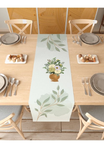Çiçek Bohem Desenli Özel Tasarım Runner Dijital Baskılı Dekoratif Masa Örtüsü Şık Ev Dekorasyonu