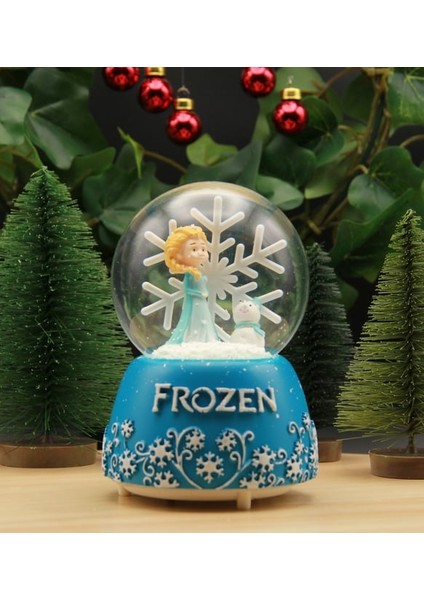 Frozen Temalı Büyük Boy Püskürtmeli Işıklı ve Müzikli Kar Küresi-Mavi modelleri