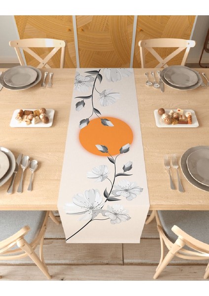 Çiçek Kelebek Bohem Desenli Özel Tasarım Runner Dijital Baskılı Dekoratif Masa Örtüsü Ev Dekorasyonu