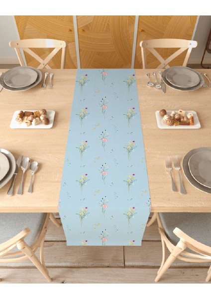 Çiçek Bohem Desenli Özel Tasarım Runner Dijital Baskılı Dekoratif Masa Örtüsü Modern Ev Dekorasyonu
