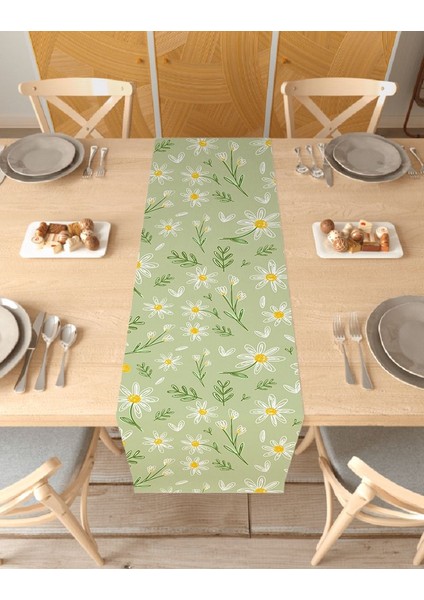 Çiçek Bohem Desenli Özel Tasarım Runner Dijital Baskılı Dekoratif Masa Örtüsü Modern Ev Dekorasyonu