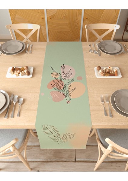 Çiçek Bohem Desenli Özel Tasarım Runner Dijital Baskılı Dekoratif Masa Örtüsü Şık Ev Dekorasyonu