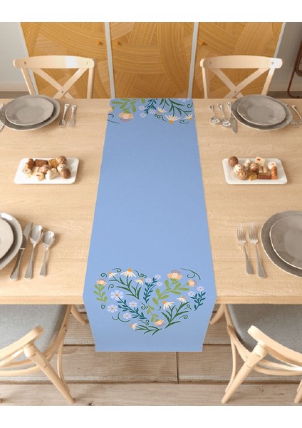 Çiçek Bohem Desenli Özel Tasarım Runner Dijital Baskılı Dekoratif Masa Örtüsü Şık Ev Dekorasyonu