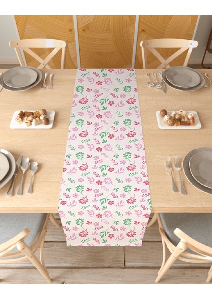 Çiçek Bohem Desenli Özel Tasarım Runner Dijital Baskılı Dekoratif Masa Örtüsü Modern Ev Dekorasyonu