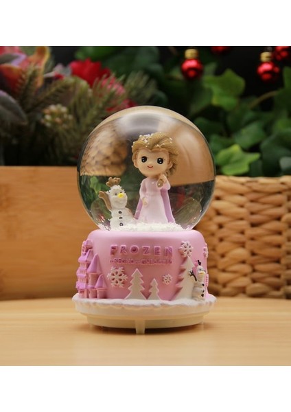 Karlar Kraliçesi Frozen Temalı Püskürtmeli Işıklı ve Müzikli Kar Küresi