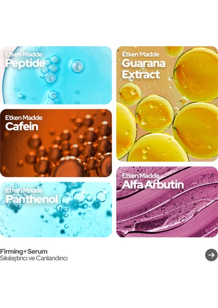 Firming+ Kafein ve Peptide Katkılı Yüz Bakım Serumu - Elastikiyet Artırıcı ve Cilt Canlandırıcı Etki - 30ML
