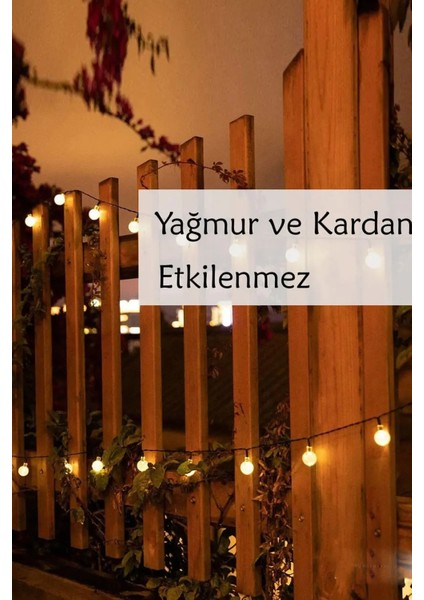 50 LED 7 Metre Sarı Güneş Enerjili LED Işık Solar Bahçe Teras Balkon Ağaç Lambası Aydınlatması