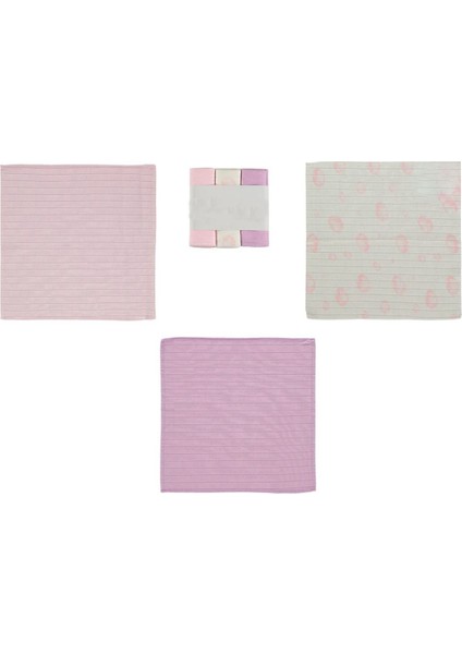 Pamuklu Bebek Ağız Mendili 6'lı Set Pembe