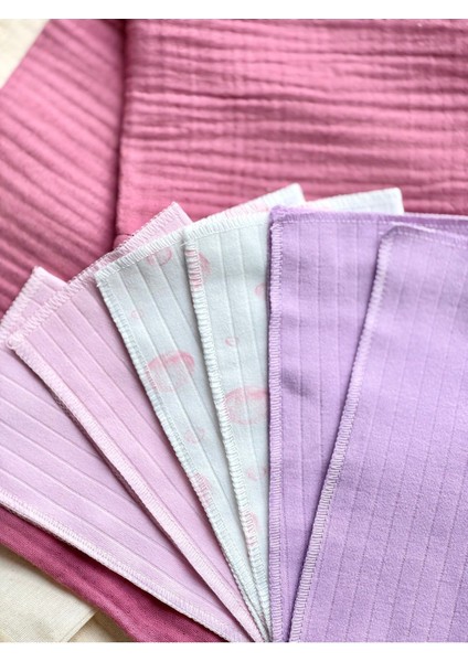Pamuklu Bebek Ağız Mendili 6'lı Set Pembe