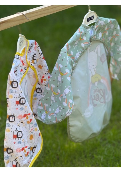 Tavşan Desenli Cepli Kollu Aktivite ve Mama Önlük (6-24 Ay) modelleri