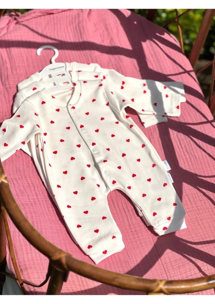 Kalp Desenli Çıtçıtlı Pamuklu Bebek Tulum fırsatları