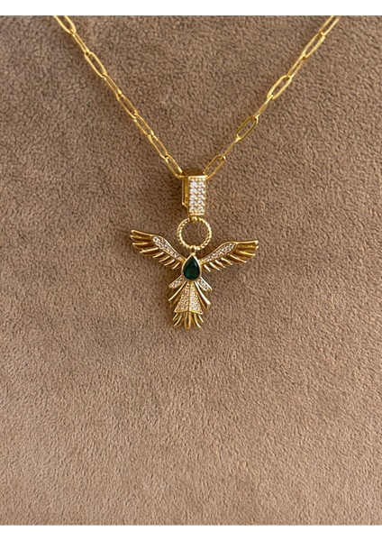 316 L Cerrahi Çelik Yeşil Taşlı Anka Kuşu Kolye Çelik Kolye fiyatları