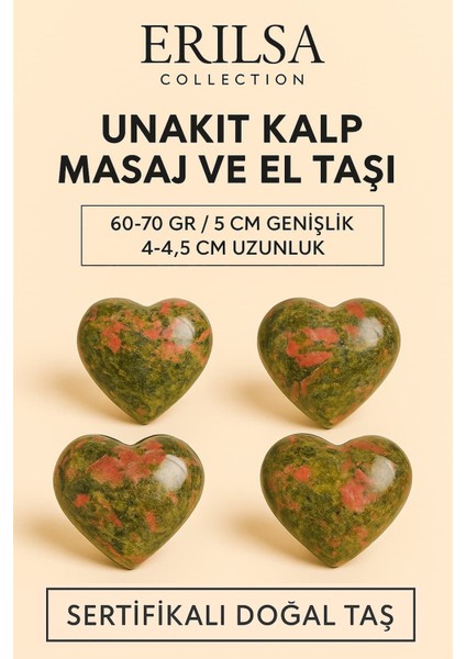 Sertifikalı Kalp Kesim Unakit Masaj Terapi Taşı