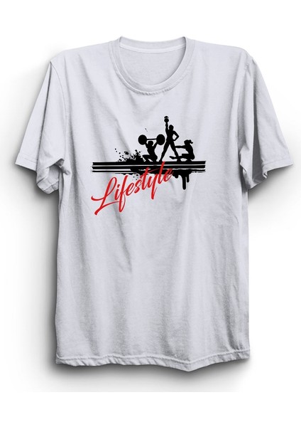 Lifestyle, Yaşam Tarzı, Gym, Spor, Fitness Baskılı %100 Pamuk Tişört
