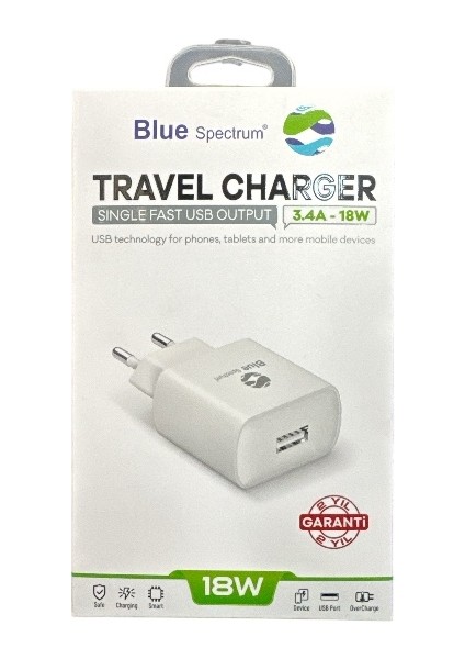 18W 3.4A Hızlı Şarj Başlığı USB Çıkışlı