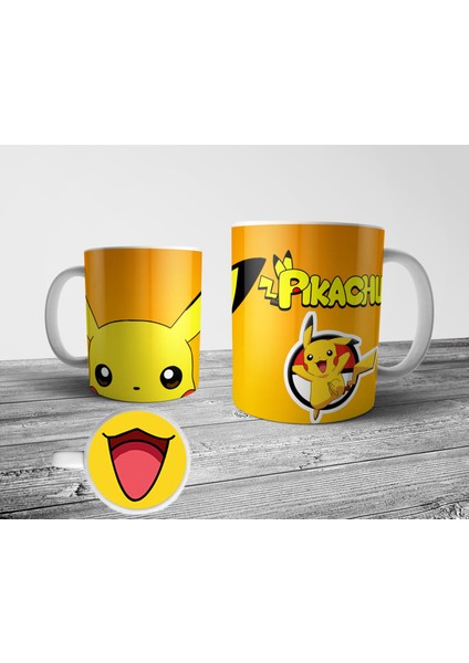 Pikachu Pokemon Alt Tabanı Ağız Tasarımlı Kupa Bardak