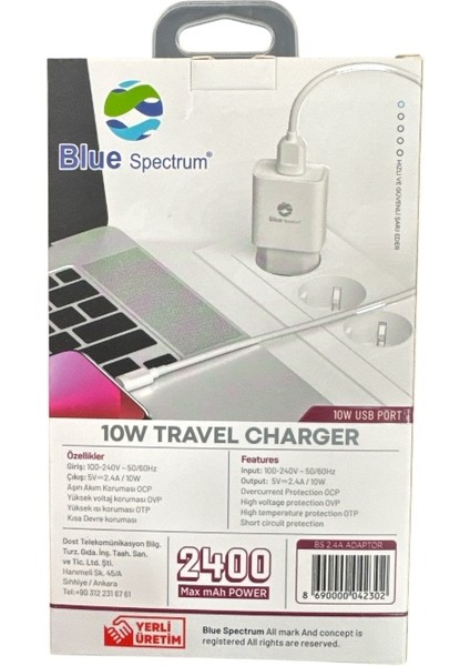 10W 2.4A Şarj Başlığı USB Çıkışlı