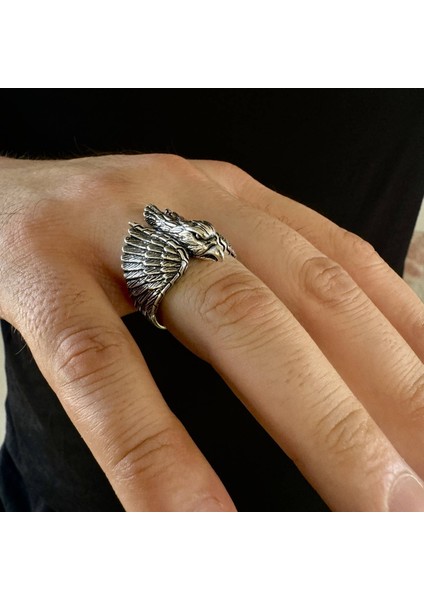 925 Ayar Gümüş 3D Kartal Tasarım Erkek Yüzük modelleri