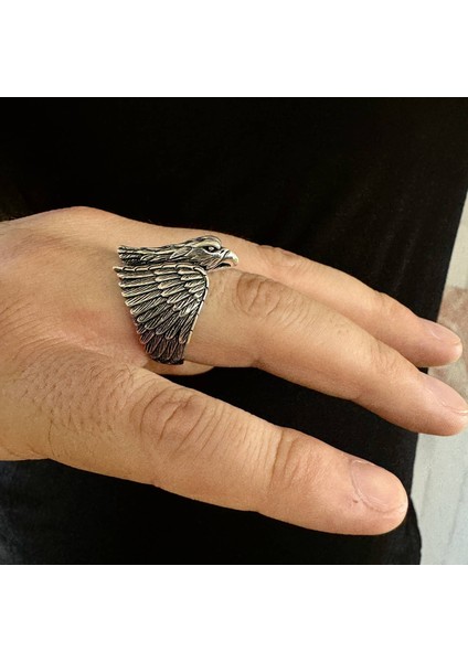 925 Ayar Gümüş 3D Kartal Tasarım Erkek Yüzük fırsatları