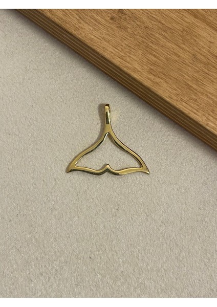 925 Ayar Gümüş Gold Renk Balina Kuyruğu Model Kolye Ucu
