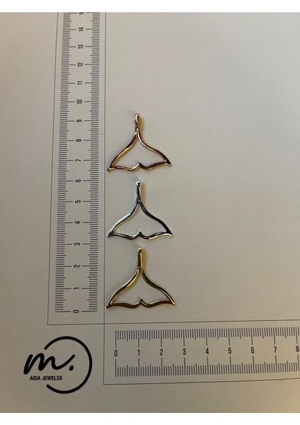 925 Ayar Gümüş Gold Renk Balina Kuyruğu Model Kolye Ucu fırsatları