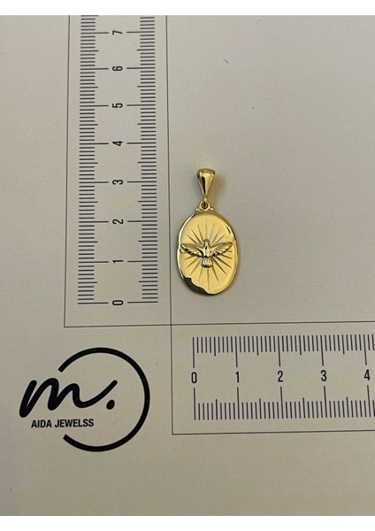 925 Ayar Gümüş Gold Renk Güvercin Desen Kolye Ucu