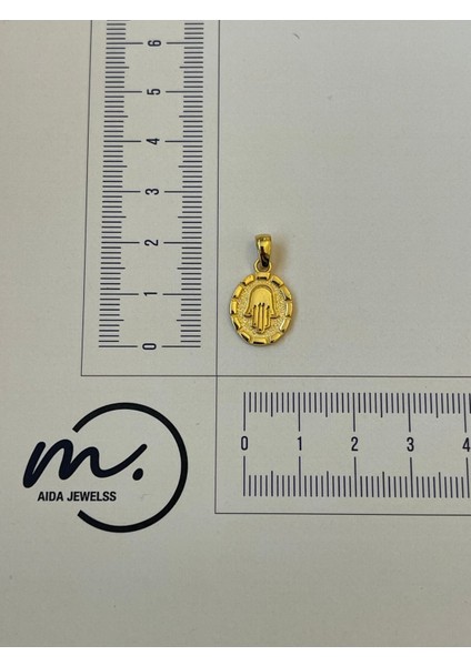 925 Ayar Gümüş Gold Renk Fatma Ana Eli Kolye Ucu