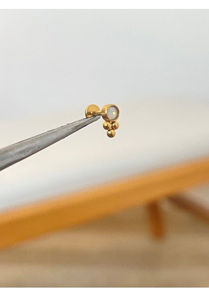 316 L Cerrahi Çelik Opal Taşlı Conch Kıkırdak Helix Dudak Tragus Piercingi