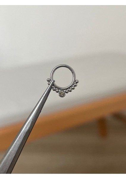 316 L Cerrahi Çelik Zirkon Taş Detaylı Halka Kıkırdak Helix Tragus Piercingi