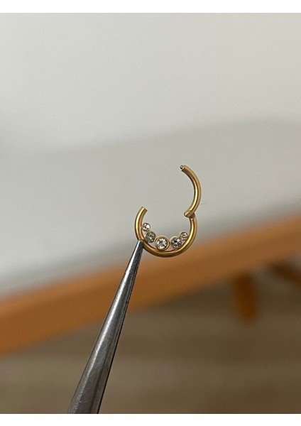 316 L Cerrahi Çelik 5 Taş Detaylı Halka Kıkırdak Helix Tragus Piercingi