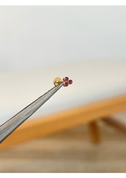 316 L Cerrahi Çelik 3 Mor Taşlı Conch Kıkırdak Helix Dudak Tragus Piercingi