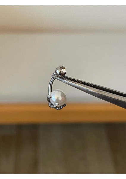 316 L Cerrahi Çelik Pençe Modeli Detaylı Incili Zirkon Taşlı Göbek Piercingi fiyatları